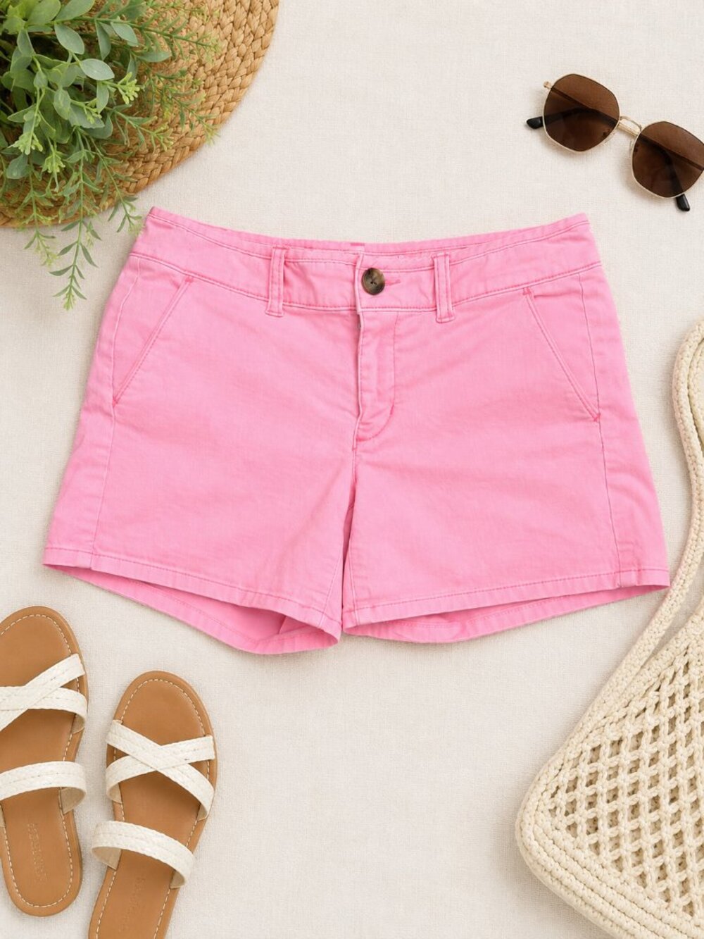 American Eagle Pink Denim Shorts Size 4 Mid Rise Summer Casual Shorts